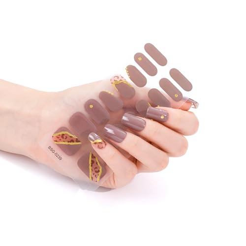 16pcs Selbstklebende Nagelschlappen Nagelgel Polnische Streifen Vollständige Wraps Polnische Aufkleber Gel Streifen Aufkleber Kleber Wraps Kit Keine UV Licht Benötigte Abziehbilder von YIZITU