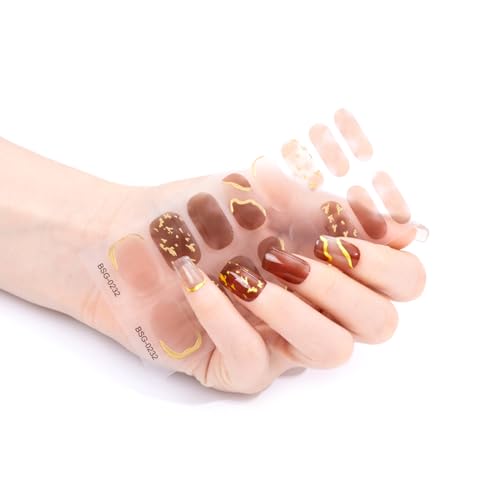 16pcs Selbstklebende Nagelschlappen Nagelgel Polnische Streifen Vollständige Wraps Polnische Aufkleber Gel Streifen Aufkleber Kleber Wraps Kit Keine UV Licht Benötigte Abziehbilder von YIZITU