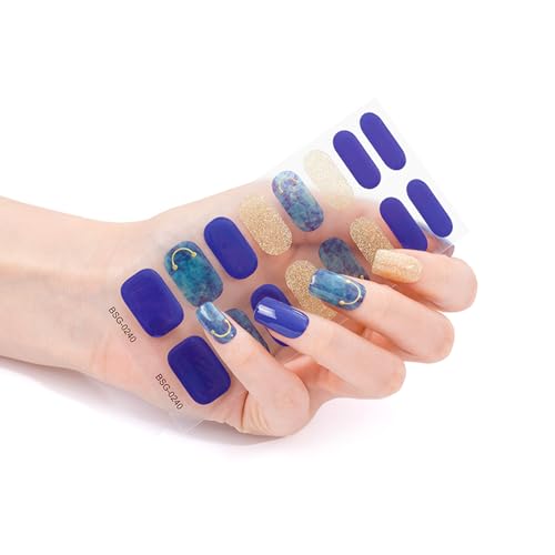 16pcs Selbstklebende Nagelschlappen Nagelgel Polnische Streifen Vollständige Wraps Polnische Aufkleber Gel Streifen Aufkleber Kleber Wraps Kit Keine UV Licht Benötigte Abziehbilder von YIZITU