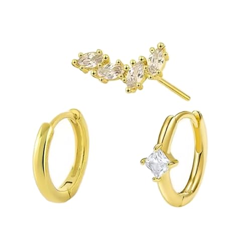 3pcs Goldene Kupper Ohrringe Set Trendy Piercings Ohrring Stapel Juwelry Für Sensitive Ohren Zirkonia Ohrwäsche Mehrere Piercings Ohrringe von YIZITU