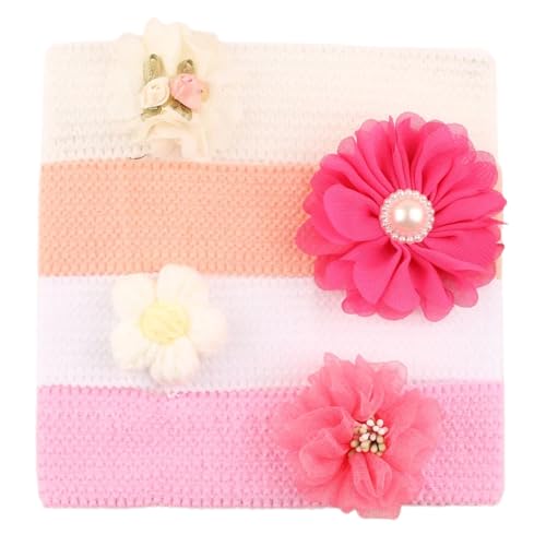 4 Stück Kinder-Haarbänder mit Blumenmuster, Stoff, elastisch, Kopfschmuck für Partys und Spieldates von YIZITU