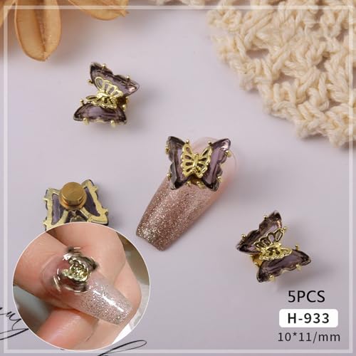 5pcs Spinnnagelschmuck Relief Schmetterling Windmühlen Nagelbrand Rotierender Stressabbau Strassdekorationen Dekorationen Für Kunstversender Für Kinderkunstwerkzeuge Professionelle Aufkleber von YIZITU