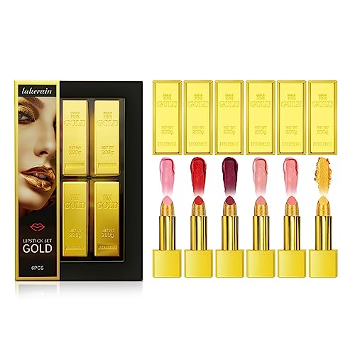 6pcs Glitzer Gold Lippenstift Feuchtigkeitsfeuchtigkeits Glattes Lippen Make Up Feuchtigkeitsspendende Lippen Make Up Frauen Kosmetischer Lippenstift Für Frauen von YIZITU