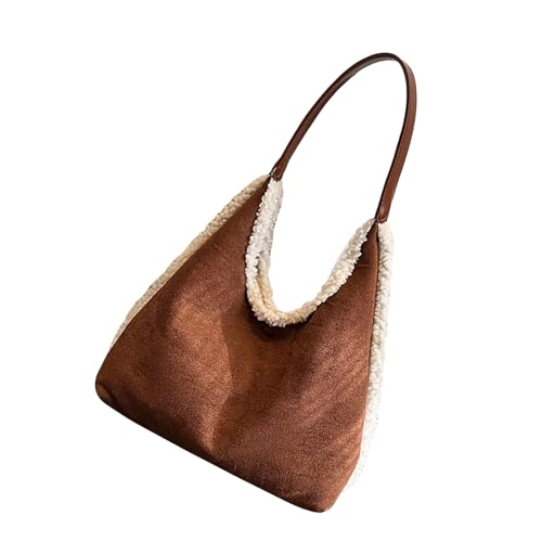 Achseltasche im koreanischen Stil für Damen, Handtasche und Geldbörse, Herbst, Winter, Dating, Plüsch-Schultern, große Achselhöhle, koreanische Stile, große Handtasche und Geldbörse, Kaffeebraun, One von YIZITU