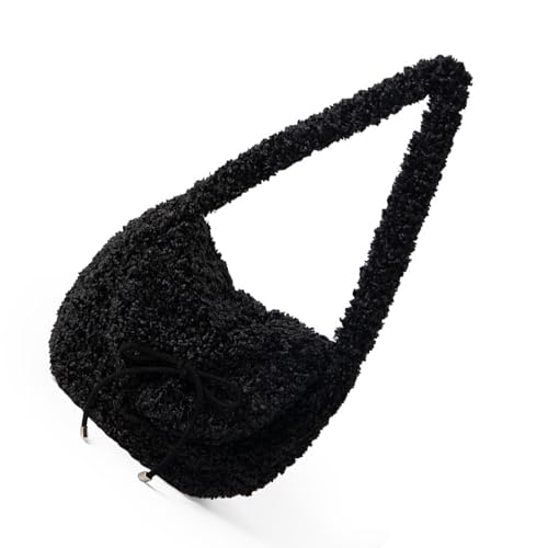 Achseltasche im koreanischen Stil für Damen, Handtasche und Geldbörse, Herbst und Winter, Arbeitsklappe aus Plüsch, Unterarm, Damen, Handtasche, Schleifen, Achselhöhle, koreanische Stile von YIZITU