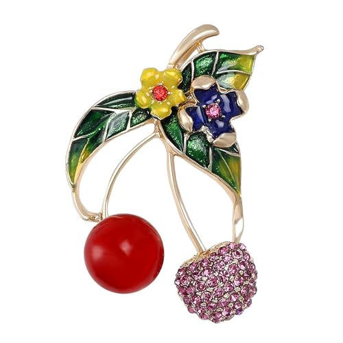 Auffällige, raffinierte Kirschen-Anstecknadel, tragbares Schmuck-Accessoire für Themen-Events, stilvolle Outfits, Freizeitkleidung, Kirsch-Brosche, Einheitsgröße, Wie beschrieben von YIZITU