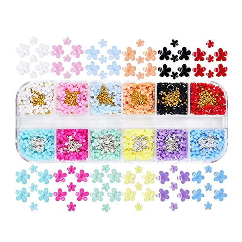 Blumennagelbringer 12Colors Acrylblütennagelschmuck Mit Gold Silber Kaviar Perlen Perle Für Kunstdekoration Kunstdekorationen Kit Dekorationen Aufkleber Aufkleber von YIZITU