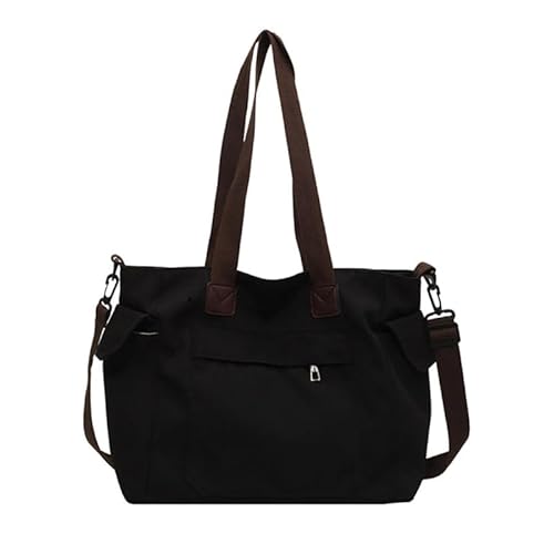 Canvas Bag Crossbody Bag Japanese Style Handbag Large Capacity Shoulder Bag for Girl Versatile School Messenger Bag, Schwarz von YIZITU