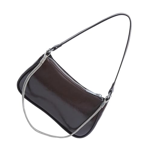Damen-Umhängetasche, PU-Leder, französischer Stil, Schulter mit Kette, stilvolle Achselhöhle für Reisen und den Alltag, PU-Leder, französischer Stil, Crossbody, stilvolle Achselhöhle, coffee, One Size von YIZITU