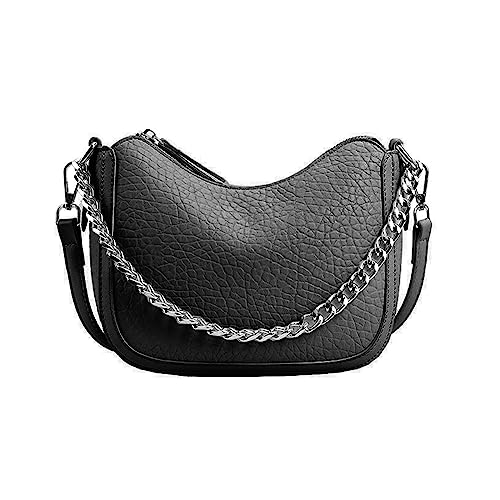Damen-Unterarmtasche, Umhängetasche, einfache PU-Umhängetasche, Kuriertasche, Damen, schlicht, solide Schultern, Unterarm, Schwarz , One Size von YIZITU