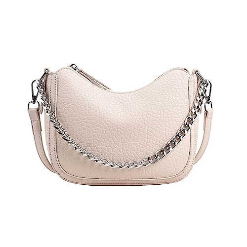 Damen-Unterarmtasche, Umhängetasche, einfache PU-Umhängetasche, Kuriertasche, Damen, schlicht, solide Schultern, Unterarm, beige, One Size von YIZITU