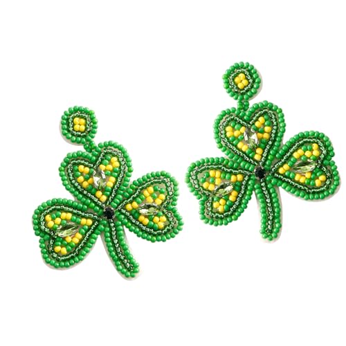 Einzigartige Perlenohrringe, Kleeblatt-Ohrringe, handgefertigt, Patricks Day, bunte Perlen, bequemes Ohrzubehör, leichte Ohrringe, Einheitsgröße, Wie beschrieben, Wie beschrieben von YIZITU