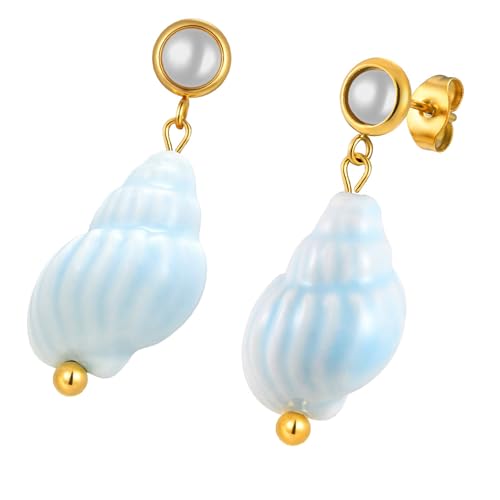 Elegante Edelstahl-Ohrringe mit Marine-Thema und Perlen, Keramikakzente, leichter Statement-Schmuck für Damen, leicht, Strand-inspirierte Ohrringe, Einheitsgröße, Wie beschrieben, Wie beschrieben von YIZITU