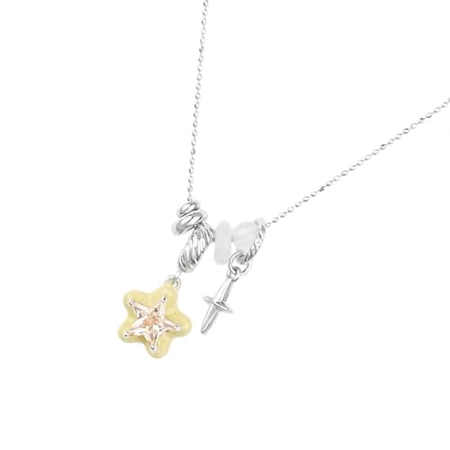 Elegante Halskette mit gelbem Stern-Anhänger für Damen, verstellbare Kette, minimalistischer Zirkon, Kruzifix-Halskette, Schmuck, Modeschmuck, Stern Elegante Halskette mit gelbem Stern-Anhänger für Damen, verstellbare Kette, minimalistischer Zirkon, Kruzifix-Halskette, Schmuck, Modeschmuck, Stern von YIZITU