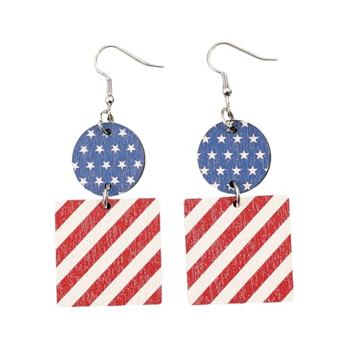 Elegante Retro-Ohrringe mit Schichtdrucktechniken und patriotischen Flaggen, Pailletten, für Frauen, die Amerikaner, Kultur, Festival, Party, Ohrringe lieben, Einheitsgröße, Wie beschrieben, Wie von YIZITU