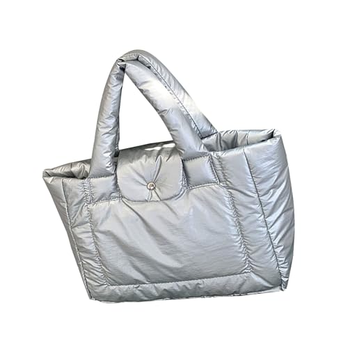 Elegante weich gepolsterte Tasche mit warmem gestepptem Futter Puffertasche Obergriff Geldbörse Damenhandtasche für Shopping und Büro koreanische Handtasche, silber, One Size von YIZITU