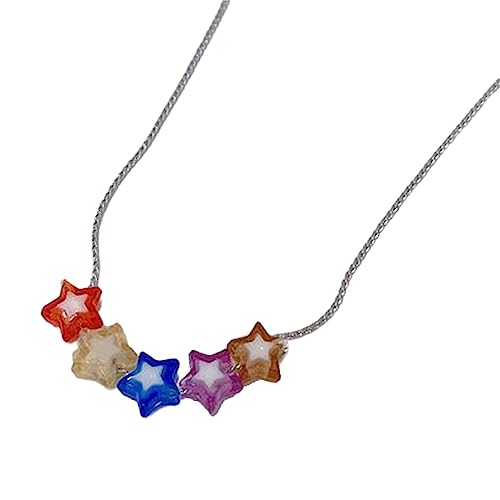 Fünf Punkte Stern Kette Choker Halskette Y2K Hip Hop Wäsche Kette Für Mädchen Regenbogen Farbe Colarbone Frauen Juwely von YIZITU