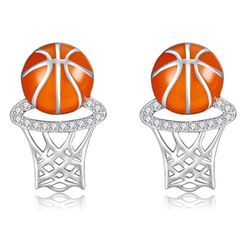 Funkelnde Basketball-Ohrstecker, modische Ohrstecker, Statement-Ohrringe, kreativer Ohrenschmuck für Damen, Mädchen, Legierung, Basketball-Ohrringe, Einheitsgröße, Wie beschrieben, Wie beschrieben von YIZITU