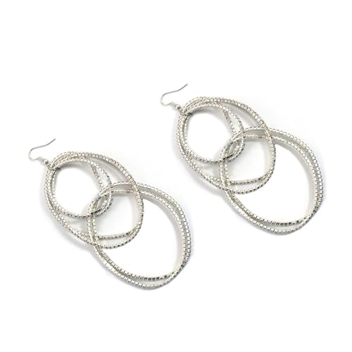 Geometrische dreilagige Creolen, leicht, bequeme Passform für empfindliche Haut, lässige Ausflüge oder Abendveranstaltungen, sicherer Verschluss, Ohrschmuck von YIZITU