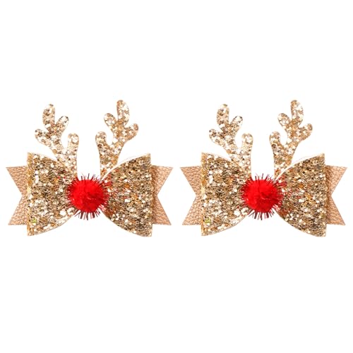 Glitzernde Haarspange mit Pailletten, Schleife, Hirschhorn, Haarnadel für Mädchen, festliche Kopfbedeckung, Weihnachtsgeschenk, Haarnadel mit von YIZITU