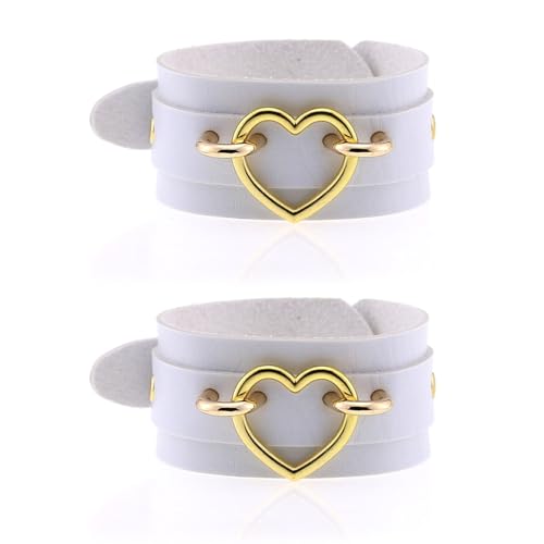 Gothic Punk Schwarz Herzkette Armband Vintage Herzschnallen Lederschmuck Für Frauen Perfekt Zur Erhöhung Des Kantigen Stils Gothic Leder Armbänder Frauen Armbänder Männer Punk Manschetten Armband von YIZITU