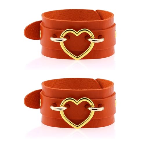 Gothic Punk Schwarz Herzkette Armband Vintage Herzschnallen Lederschmuck Für Frauen Perfekt Zur Erhöhung Des Kantigen Stils Gothic Leder Armbänder Frauen Armbänder Männer Punk Manschetten Armband von YIZITU