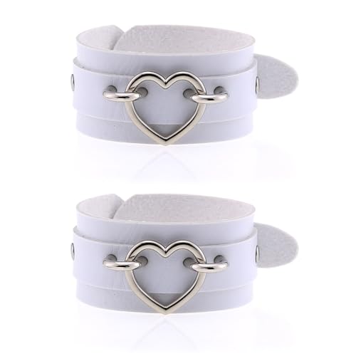 Gothic Punk Schwarz Herzkette Armband Vintage Herzschnallen Lederschmuck Für Frauen Perfekt Zur Erhöhung Des Kantigen Stils Gothic Leder Armbänder Frauen Armbänder Männer Punk Manschetten Armband von YIZITU