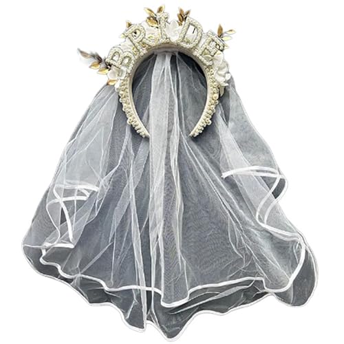 Haarreif mit künstlichen Perlen, für Hochzeit, Feier, Brautparty, Buchstabenperle, Haarband, Junggesellinnenabschied von YIZITU