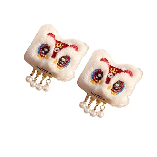 Haarspange mit Pompons für Neujahr, süßes Neujahr, flache Haarspange, Quasten, elegante Haarspange für Bündel von YIZITU