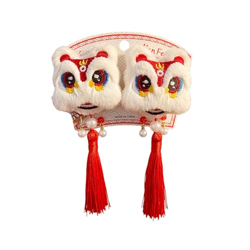 Haarspange mit Pompons für Neujahr, süßes Neujahr, flache Haarspange, Quasten, elegante Haarspange für Bündel von YIZITU