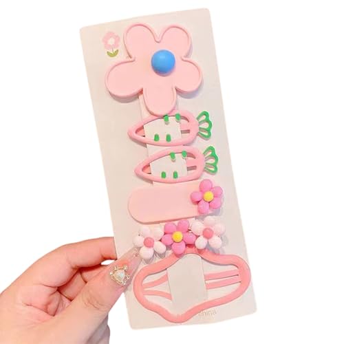 Haarspangen für kleine Mädchen, Blumen- und Karotten-Design, sichere Haarspangen, Haar-Accessoires, 5 Stück von YIZITU