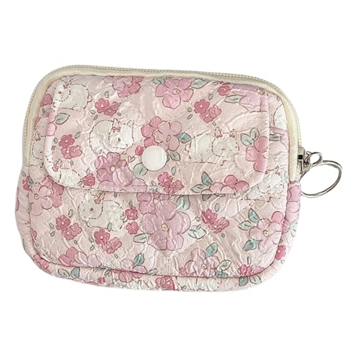 Kleine Aufbewahrungstasche mit Blumenmuster für Münzen, Make-up-Tasche, Münzgeldbörse, Karte, Cartoon-Geldbörse, Lippenstift für Mädchen, schöne gesteppte Kleingeld, kleine Aufbewahrung von YIZITU