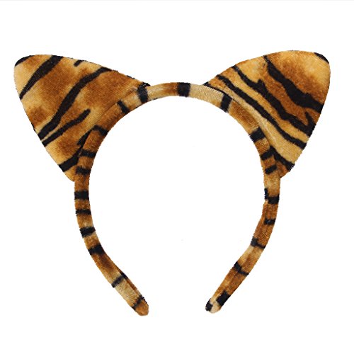 Kurzer Plüsch-Leoparden-Stirnband für Ohren, für Damen, Mädchen, Kinder, Party, Festival, fantastisches Haar-Accessoire, Haarband von YIZITU