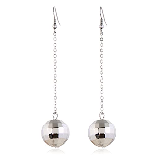 Legierungsschmuck Charmante Silbergepackte Disco Ball Langkette Dangle Drop Ohrringe Für Frauen Mädchen Ohr Verzierungen Golden Silber Hängeohrringe Für Frauen Kleine Hängende Disco Mode von YIZITU