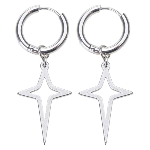 Männer Cross Star Punk Dangle Ohrringe Gothic Frau Kupferstar Drop Ohrringe Huggie Anhänger Piercing Jewelry Geschenk Hoop Für Frauen Huggie Teen Girls For M. Frauen Hoop Mädchen Baumeln Schwarzes von YIZITU