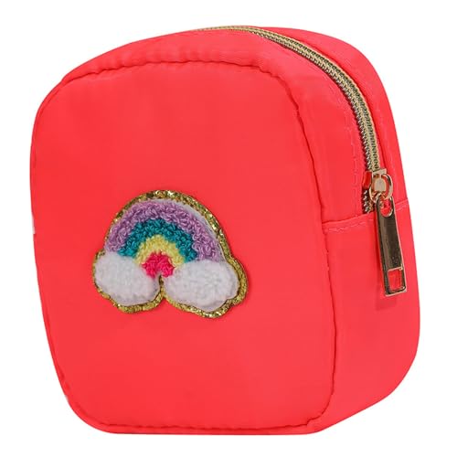 Make-up-Tasche für Damen, Nylon, organisierte Kameratasche, bunte Kosmetiktaschen für Pendler und Fitnessstudio, unverzichtbare bunte Make-up-Tasche, Roter Regenbogen, Mass Beauty von YIZITU