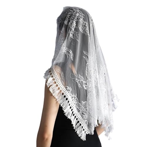 Mantilla mit Quasten, für Damen, Blumenmuster, lässig, Hochzeit, Party, Kopfbedeckung, Spitzenschal Mantilla mit Quasten, für Damen, Blumenmuster, lässig, Hochzeit, Party, Kopfbedeckung, Spitzenschal von YIZITU
