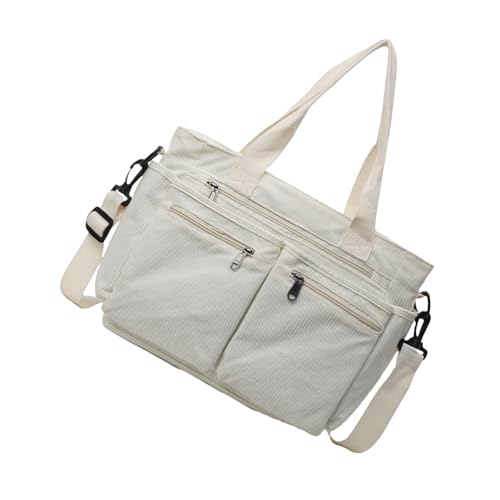 Modische Damen-Handtasche aus Cord mit Tragegriff oben, verstellbare Schultertaschen, geräumiger Innenraum für Ihre unverzichtbare modische Damentasche, beige, One Size von YIZITU