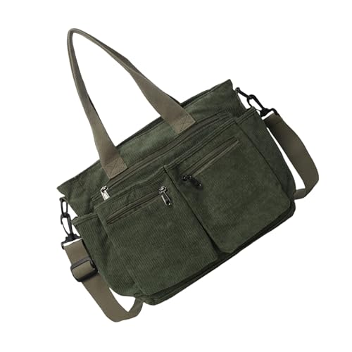 Modische Damen-Handtasche aus Cord mit Tragegriff oben, verstellbare Schultertaschen, geräumiger Innenraum für Ihre unverzichtbare modische Damentasche, grün, One Size von YIZITU