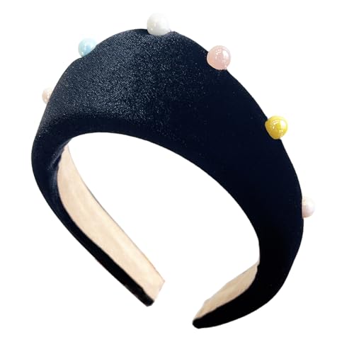 Modische Damen-Plüsch-Stirnbänder mit bunten Perlen und Perlen, Haarschmuck für stilvolle Frisuren von YIZITU