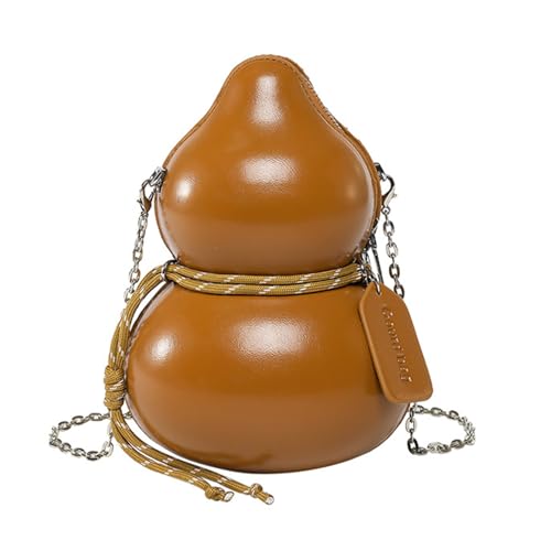 Modische Umhängetasche im Kürbis-Stil, PU-Leder, Schultertasche mit Kettenriemen, verleiht jedem Outfit Charme, modische Umhängetasche für Damen, braun, One Size von YIZITU