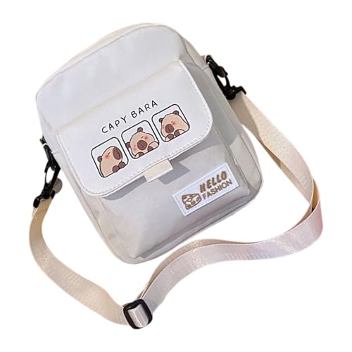 Modische Umhängetasche mit Tiercharakter, weiches Polyester, Kinder-Umhängetasche, Reise-Geldbörse für den täglichen Gebrauch, Capybara-Handtasche für Damen, weiß, One Size Modische Umhängetasche mit Tiercharakter, weiches Polyester, Kinder-Umhängetasche, Reise-Geldbörse für den täglichen Gebrauch, Capybara-Handtasche für Damen, weiß, One Size von YIZITU