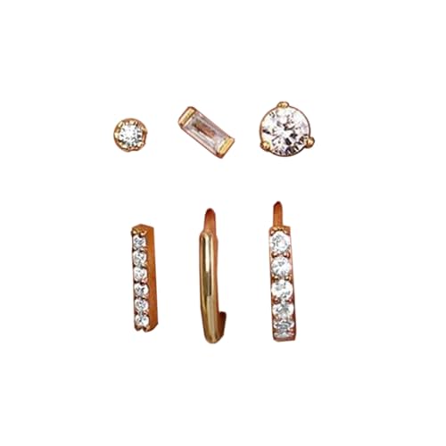 Modische goldene Ohrstecker, Creolen-Set, zarte Goldohrringe für Frauen, stapelbare Ohrreifen für Modebegeisterte, Knorpelohrringe, Einheitsgröße, Wie beschrieben, Wie beschrieben von YIZITU