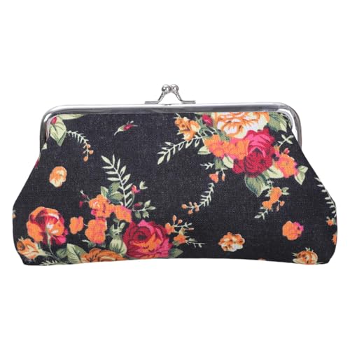 Münzgeldbörse aus Segeltuch mit Rosen-Motiv, Kussschloss, Kleingeld, Vintage, Schmuckbeutel, kleine Damen-Geldbörse, Clutches, Geldbörse, Kussschloss, Kleingeld, Schwarz , Mass Beauty Münzgeldbörse aus Segeltuch mit Rosen-Motiv, Kussschloss, Kleingeld, Vintage, Schmuckbeutel, kleine Damen-Geldbörse, Clutches, Geldbörse, Kussschloss, Kleingeld, Schwarz , Mass Beauty von YIZITU