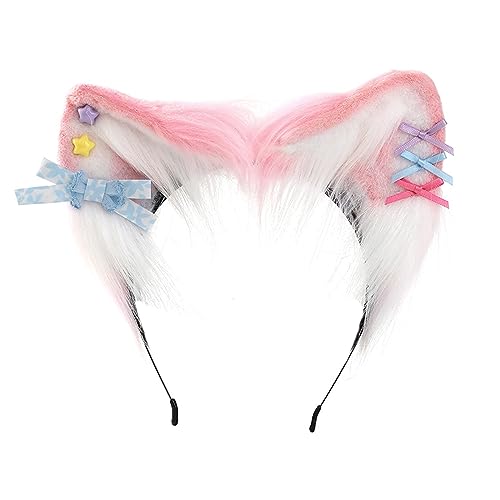 Ohren-Stirnbänder, pelzig, Plüsch-Stirnbänder, Haarschmuck für Mädchen und Damen, Urlaub, Party, Kopfbedeckung, Ohr-Haarreif von YIZITU