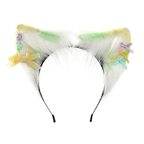 Ohren-Stirnbänder, pelzig, Plüsch-Stirnbänder, Haarschmuck für Mädchen und Damen, Urlaub, Party, Kopfbedeckung, Ohr-Haarreif von YIZITU