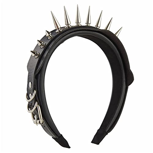 Punk-Stirnband, Stachel-Stirnband, Gothic-Stil, Tiaras, Nieten-Stirnband, Leder, Stachel-Kopfbedeckung, Rock-Stirnband für Herren, Steampunk-Nieten-Stirnband von YIZITU