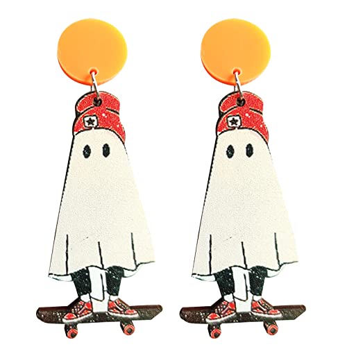 Retro Stil Halloween Thanksgiving Ohrringe Bunte Blumen Geister Spinnen Ohrringe Damen Mädchen Urlaub Geschenke Halloween Thanksgiving Ohrschmuck von YIZITU