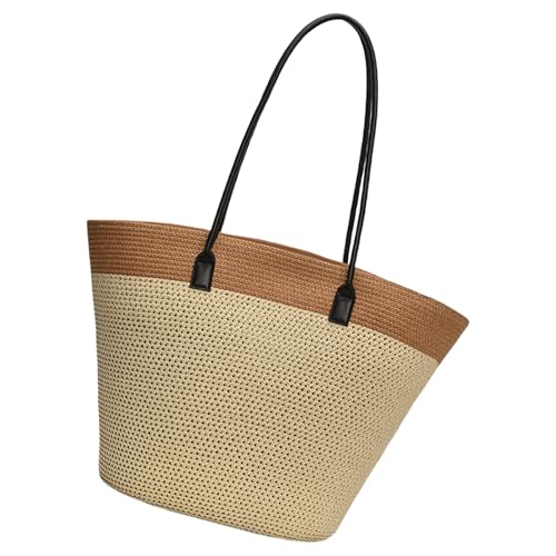 Schultertasche aus gewebtem Stroh mit geräumigem Design, Unterarmtaschen, lässige Handtasche für Strandurlaub und den täglichen Gebrauch, siehe abbildung von YIZITU