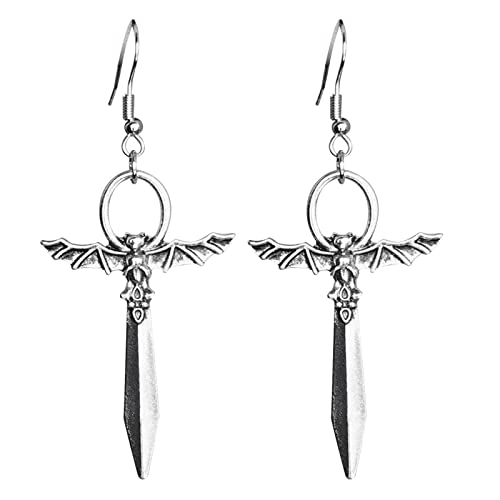 Schwerter Ohrringe Schwerter Drop Ohrringe Bat Mystical Jewelry Alternative Stil Fledermaus Schmuck Gothic Für Frauen Männer Silber Baumle Für Frauen Männer Silber Schwerter Ohrringe Schwerter Drop Ohrringe Bat Mystical Jewelry Alternative Stil Fledermaus Schmuck Gothic Für Frauen Männer Silber Baumle Für Frauen Männer Silber von YIZITU